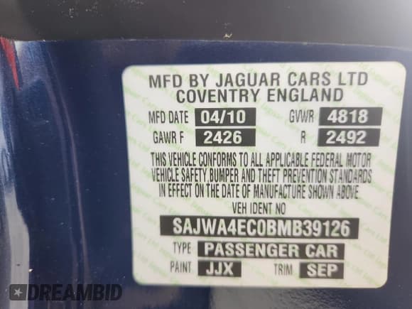 ✅ 2011 Jaguar XK XKR • VIN: SAJWA4EC0BMB39126 • Лот: 70725425. Опубликован ранее на Copart с пробегом 73 750 миль. Бесплатный доступ к архиву аукционных продаж из США и подробный отчёт об истории автомобиля на DreamBid. Изображение 12.