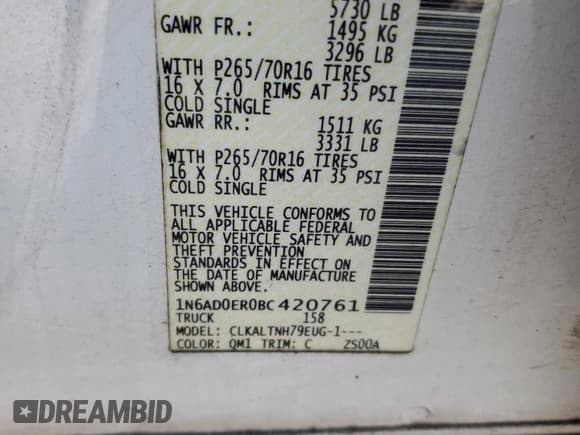 ✅ 2011 Nissan Frontier SV • VIN: 1N6AD0ER0BC420761 • Lot: 69304485. Listed on Copart with 134,667 mi. Free auction sales archive from the USA and detailed vehicle history report at DreamBid. Image 12.