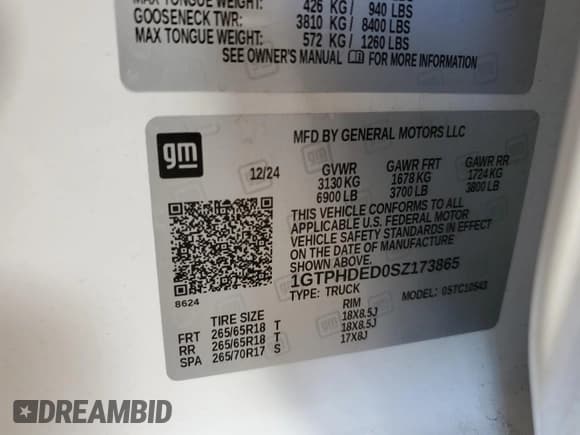 ✅ 2025 GMC Sierra 1500 SLT • VIN: 1GTPHDED0SZ173865 • Лот: 87296855. Опубликован ранее на Copart с пробегом 20 982 миль. Бесплатный доступ к архиву аукционных продаж из США и подробный отчёт об истории автомобиля на DreamBid. Изображение 14.