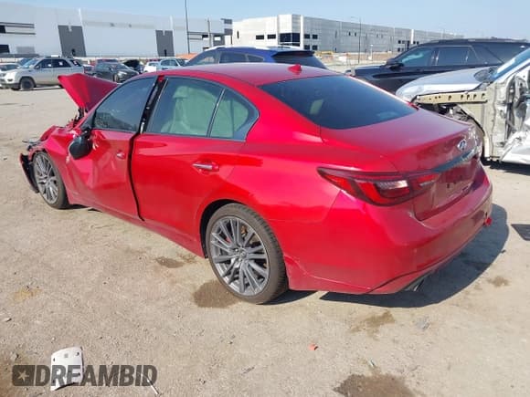 ✅ 2023 Infiniti Q50 Red Sport 400 • VIN: JN1FV7DP7PM570420 • Lot: 42904296. Listed on IAAI with 59,786 mi. Free auction sales archive from the USA and detailed vehicle history report at DreamBid. Image 3.