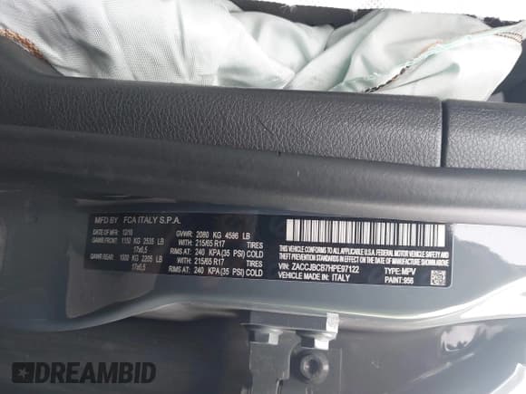 ✅ 2017 Jeep Renegade Trailhawk • VIN: ZACCJBCB7HPE97122 • Lot: 42052309. Listed on IAAI with 40,963 mi. Free auction sales archive from the USA and detailed vehicle history report at DreamBid. Image 9.