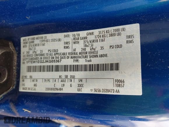 ✅ 2018 Ford F-150 Lariat • VIN: 1FTEW1EG2JKG05367 • Lot: 43691664. Wystawiony na IAAI z przebiegiem 139 014 mil. Bezpłatny archiwum sprzedaży aukcyjnych z USA i szczegółowy raport historii pojazdu na DreamBid. Zdjęcie 9.