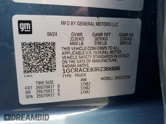 ✅ 2024 Chevrolet Silverado 1500 • VIN: 1GCRACE83RZ366886 • Лот: 55296925. Опубликован ранее на Copart с пробегом Не указан. Бесплатный доступ к архиву аукционных продаж из США и подробный отчёт об истории автомобиля на DreamBid. Изображение 12.