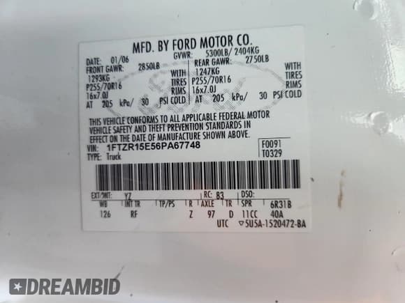 ✅ 2006 Ford Ranger XL • VIN: 1FTZR15E56PA67748 • Lot: 71126615. Listed on Copart with 209,985 mi. Free auction sales archive from the USA and detailed vehicle history report at DreamBid. Image 13.