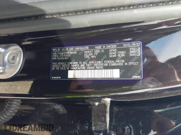 ✅ 2023 Volvo XC90 Plus • VIN: YV4062PN1P1991187 • Лот: 43133376. Опубликован ранее на IAAI с пробегом 3 640 миль. Бесплатный доступ к архиву аукционных продаж из США и подробный отчёт об истории автомобиля на DreamBid. Изображение 9.