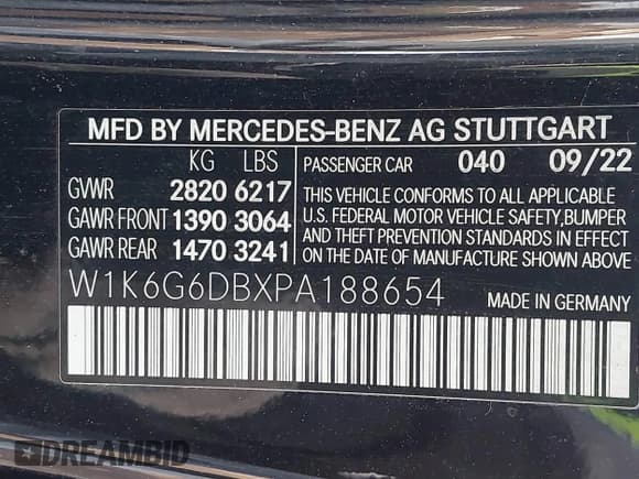 ✅ 2023 Mercedes-Benz S 500 • VIN: W1K6G6DBXPA188654 • Lot: 41378553. Listed on IAAI with 31,580 mi. Free auction sales archive from the USA and detailed vehicle history report at DreamBid. Image 9.
