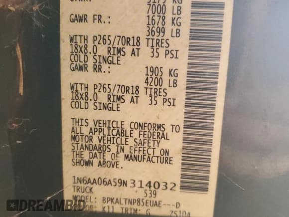 ✅ 2009 Nissan Titan XE • VIN: 1N6AA06A59N314032 • Lot: 71914964. Wystawiony na Copart z przebiegiem 151 826 mil. Bezpłatny archiwum sprzedaży aukcyjnych z USA i szczegółowy raport historii pojazdu na DreamBid. Zdjęcie 12.