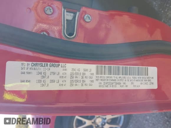 ✅ 2015 Dodge Journey R/T • VIN: 3C4PDDEG0FT584864 • Lot: 43405021. Listed on IAAI with 137,817 mi. Free auction sales archive from the USA and detailed vehicle history report at DreamBid. Image 9.