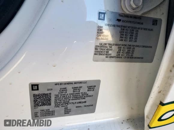 ✅ 2020 Chevrolet Silverado 2500HD LTZ • VIN: 1GC4YPEY7LF196148 • Lot: 90313065. Listed on Copart with 213,307 mi. Free auction sales archive from the USA and detailed vehicle history report at DreamBid. Image 13.