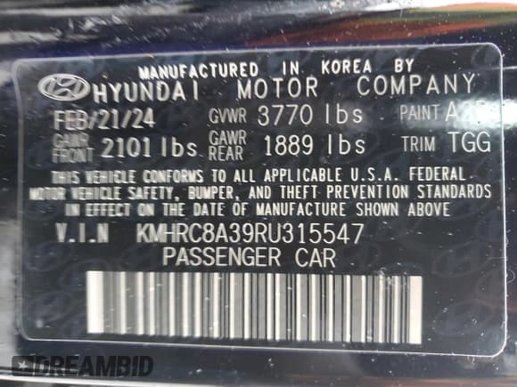 ✅ 2024 Hyundai Venue SEL • VIN: KMHRC8A39RU315547 • Lot: 42290355. Listed on Copart with 2,575 mi. Free auction sales archive from the USA and detailed vehicle history report at DreamBid. Image 14.