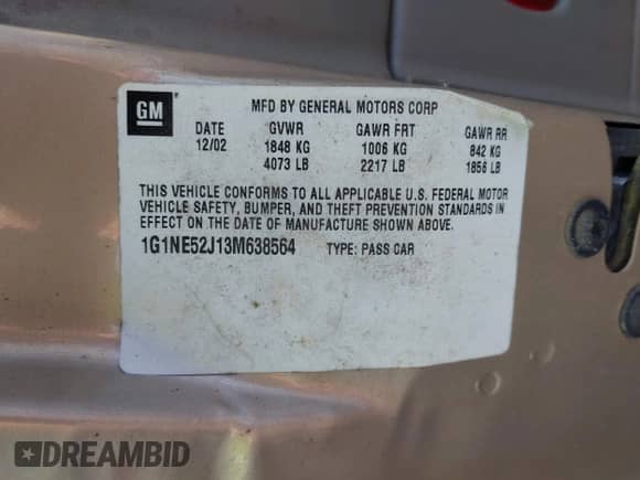 ✅ 2003 Chevrolet Malibu LS • VIN: 1G1NE52J13M638564 • Lot: 43619736. Wystawiony na IAAI z przebiegiem 130 455 mil. Bezpłatny archiwum sprzedaży aukcyjnych z USA i szczegółowy raport historii pojazdu na DreamBid. Zdjęcie 9.