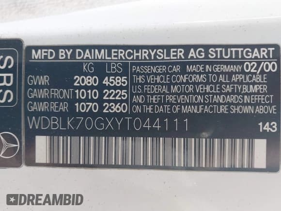 ✅ 2000 Mercedes-Benz CLK 320/430 • VIN: WDBLK70GXYT044111 • Lot: 43654398. Wystawiony na IAAI z przebiegiem 212 236 mil. Bezpłatny archiwum sprzedaży aukcyjnych z USA i szczegółowy raport historii pojazdu na DreamBid. Zdjęcie 9.