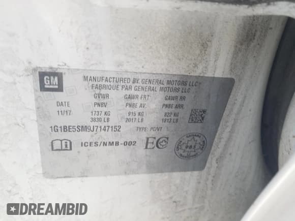 ✅ 2018 Chevrolet Cruze LT • VIN: 1G1BE5SM9J7147152 • Lot: 35925563. Wystawiony na Copart z przebiegiem 60 042 mil. Bezpłatny archiwum sprzedaży aukcyjnych z USA i szczegółowy raport historii pojazdu na DreamBid. Zdjęcie 12.