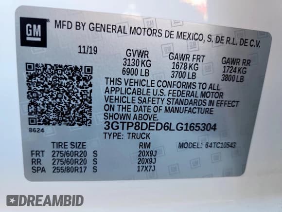 ✅ 2020 GMC Sierra 1500 SLT • VIN: 3GTP8DED6LG165304 • Лот: 90521835. Опубликован ранее на Copart с пробегом 55 717 миль. Бесплатный доступ к архиву аукционных продаж из США и подробный отчёт об истории автомобиля на DreamBid. Изображение 12.