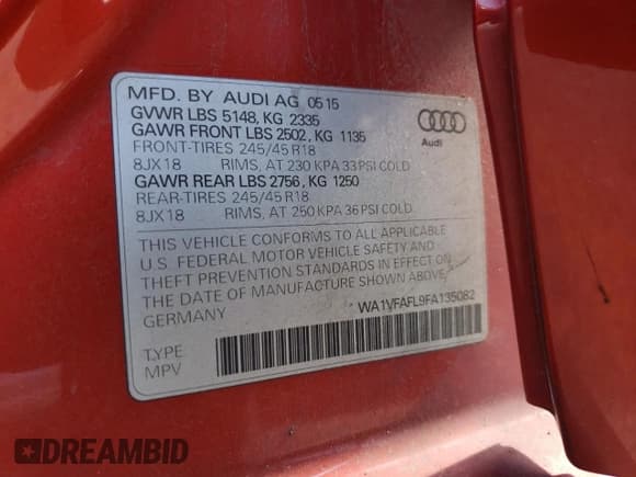 ✅ 2015 Audi allroad A4 Prestige • VIN: WA1VFAFL9FA135082 • Lot: 63265714. Listed on Copart with 90,174 mi. Free auction sales archive from the USA and detailed vehicle history report at DreamBid. Image 14.