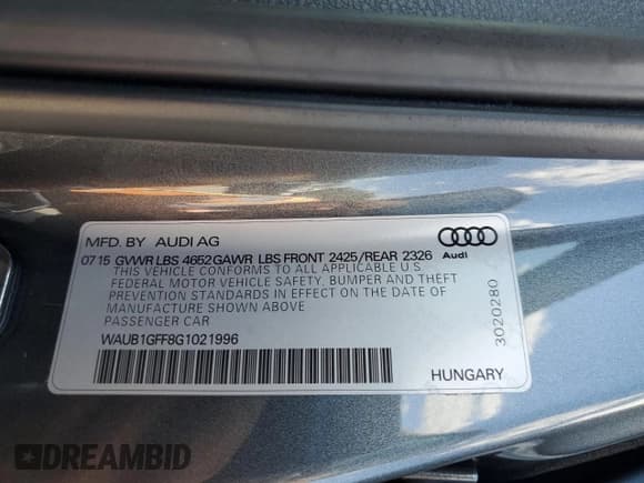 ✅ 2016 Audi S3 Premium Plus • VIN: WAUB1GFF8G1021996 • Lot: 80299855. Listed on Copart with 63,493 mi. Free auction sales archive from the USA and detailed vehicle history report at DreamBid. Image 13.
