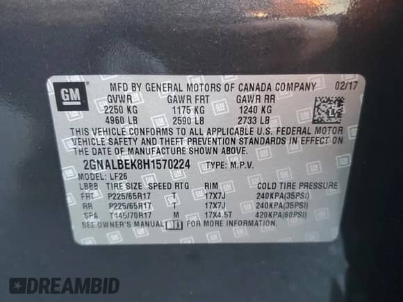 2017 Chevrolet Equinox LS с VIN 2GNALBEK8H1570224, выставлен на аукционе Copart как лот 86881205 с пробегом 99 029 миль миль и Списание • Salvage title. История ставок и продаж доступна на DreamBid. Изображение 13.