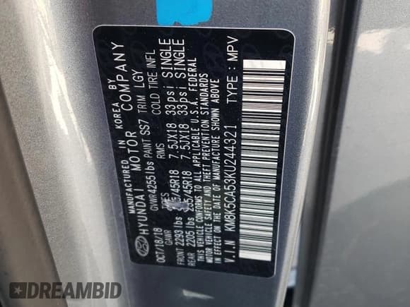 ✅ 2019 Hyundai Kona Ultimate • VIN: KM8K5CA53KU244321 • Лот: 71878963. Опубликован ранее на Copart с пробегом 48 957 миль. Бесплатный доступ к архиву аукционных продаж из США и подробный отчёт об истории автомобиля на DreamBid. Изображение 14.