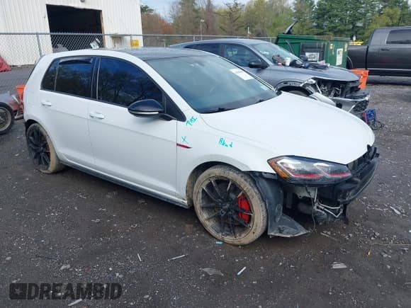 ✅ 2021 Volkswagen Golf GTI S • VIN: 3VW5T7AU2MM001366 • Lot: 42189093. Listed on IAAI with 63,818 mi. Free auction sales archive from the USA and detailed vehicle history report at DreamBid. Image 1.