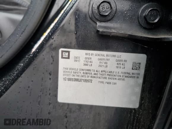 ✅ 2018 Chevrolet Cruze LT • VIN: 1G1BE5SM0J7109972 • Lot: 67357952. Listed on Copart with 62,245 mi. Free auction sales archive from the USA and detailed vehicle history report at DreamBid. Image 10.