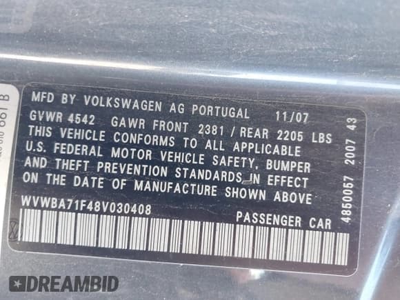 ✅ 2008 Volkswagen Eos Turbo • VIN: WVWBA71F48V030408 • Лот: 43517177. Опубликован ранее на IAAI с пробегом 106 216 миль. Бесплатный доступ к архиву аукционных продаж из США и подробный отчёт об истории автомобиля на DreamBid. Изображение 9.