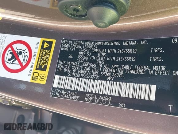 ✅ 2017 Toyota Highlander Limited Platinum • VIN: 5TDYZRFH5HS232791 • Lot: 43647238. Wystawiony na IAAI z przebiegiem 60 750 mil. Bezpłatny archiwum sprzedaży aukcyjnych z USA i szczegółowy raport historii pojazdu na DreamBid. Zdjęcie 9.