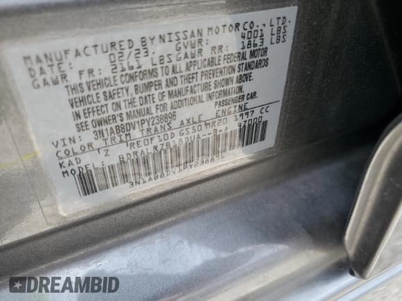 ✅ 2023 Nissan Sentra SR • VIN: 3N1AB8DV1PY238896 • Лот: 60670285. Опубликован ранее на Copart с пробегом 59 025 миль. Бесплатный доступ к архиву аукционных продаж из США и подробный отчёт об истории автомобиля на DreamBid. Изображение 12.