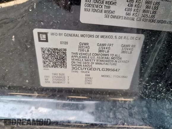 ✅ 2020 Chevrolet Silverado 1500 LTZ • VIN: 3GCUYGED7LG395647 • Лот: 69512595. Опубликован ранее на Copart с пробегом 98 904 миль. Бесплатный доступ к архиву аукционных продаж из США и подробный отчёт об истории автомобиля на DreamBid. Изображение 12.