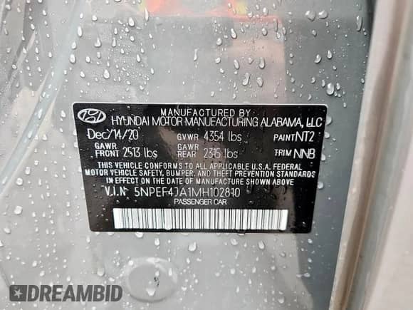 2021 Hyundai Sonata SEL z VIN 5NPEF4JA1MH102810, wystawiony jako Copart lot #70359175 z przebiegiem 49 293 mil mil oraz Czysty tytuł • Clean title. Historia ofert i sprzedaży dostępna na DreamBid. Obrazek 12.