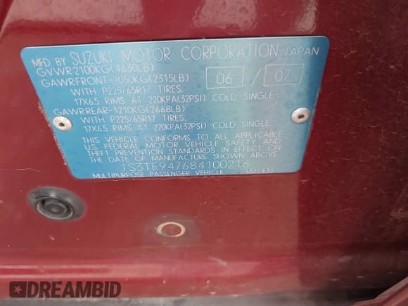 ✅ 2008 Suzuki Grand Vitara Luxury • VIN: JS3TE947684100216 • Lot: 43063527. Listed on IAAI with 124,721 mi. Free auction sales archive from the USA and detailed vehicle history report at DreamBid. Image 9.