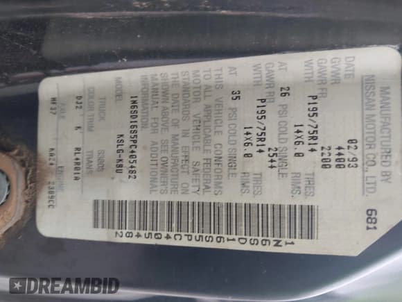 ✅ 1993 Nissan Frontier • VIN: 1N6SD16S5PC405482 • Lot: 42467281. Wystawiony na IAAI z przebiegiem 238 468 mil. Bezpłatny archiwum sprzedaży aukcyjnych z USA i szczegółowy raport historii pojazdu na DreamBid. Zdjęcie 9.