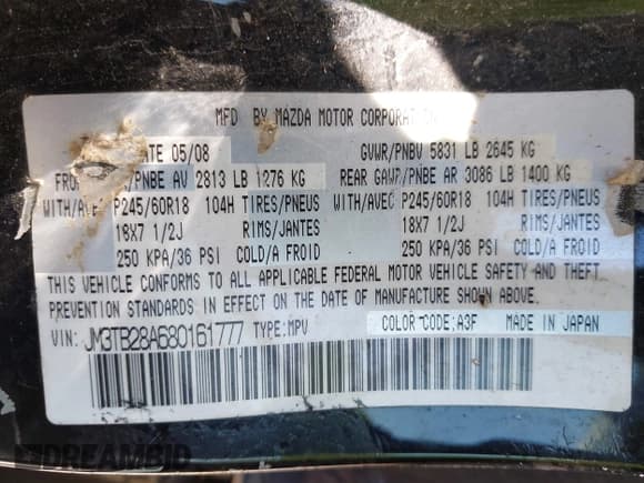 ✅ 2008 Mazda CX-9 Sport • VIN: JM3TB28A680161777 • Lot: 42951776. Wystawiony na IAAI z przebiegiem 268 671 mil. Bezpłatny archiwum sprzedaży aukcyjnych z USA i szczegółowy raport historii pojazdu na DreamBid. Zdjęcie 9.