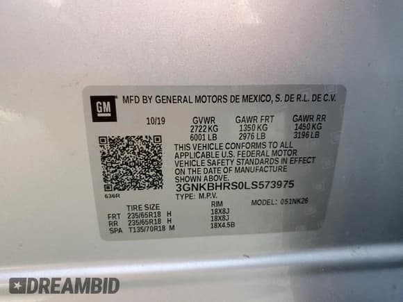 ✅ 2020 Chevrolet Blazer LT • VIN: 3GNKBHRS0LS573975 • Lot: 85873285. Listed on Copart with 122,098 mi. Free auction sales archive from the USA and detailed vehicle history report at DreamBid. Image 13.