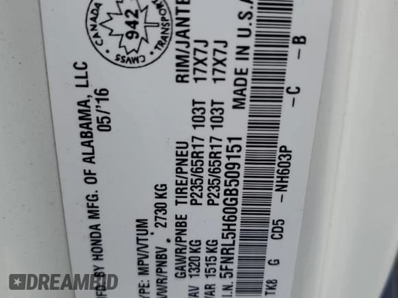 ✅ 2016 Honda Odyssey EX-L • VIN: 5FNRL5H60GB509151 • Lot: 80377295. Wystawiony na Copart z przebiegiem 125 434 mil. Bezpłatny archiwum sprzedaży aukcyjnych z USA i szczegółowy raport historii pojazdu na DreamBid. Zdjęcie 14.