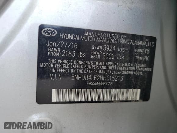 ✅ 2017 Hyundai Elantra Value Edition • VIN: 5NPD84LF2HH015213 • Lot: 64571445. Listed on Copart with 58,953 mi. Free auction sales archive from the USA and detailed vehicle history report at DreamBid. Image 12.