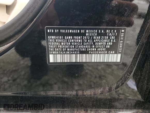 ✅ 2018 Volkswagen Jetta SE • VIN: 3VWB67AJ4JM244835 • Lot: 84387494. Listed on Copart with 122,391 mi. Free auction sales archive from the USA and detailed vehicle history report at DreamBid. Image 12.