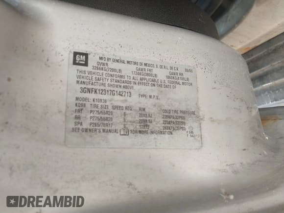 ✅ 2007 Chevrolet Avalanche LTZ • VIN: 3GNFK12317G142713 • Лот: 42985024. Опубликован ранее на IAAI с пробегом 276 175 миль. Бесплатный доступ к архиву аукционных продаж из США и подробный отчёт об истории автомобиля на DreamBid. Изображение 9.