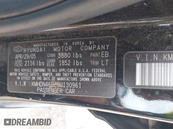 ✅ 2005 Hyundai Elantra GLS • VIN: KMHDN46D25U130961 • Lot: 42419523. Wystawiony na IAAI z przebiegiem 165 849 mil. Bezpłatny archiwum sprzedaży aukcyjnych z USA i szczegółowy raport historii pojazdu na DreamBid. Zdjęcie 9.