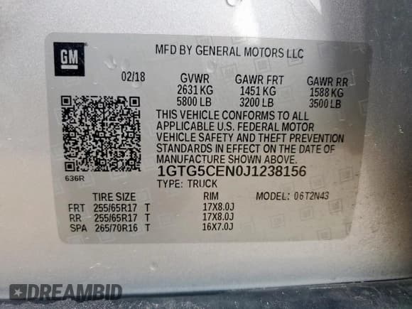 ✅ 2018 GMC Canyon 2WD SLE • VIN: 1GTG5CEN0J1238156 • Лот: 69265445. Опубликован ранее на Copart с пробегом 64 928 миль. Бесплатный доступ к архиву аукционных продаж из США и подробный отчёт об истории автомобиля на DreamBid. Изображение 12.
