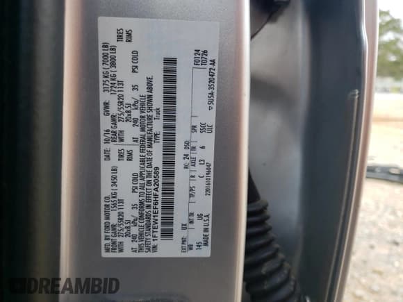 ✅ 2017 Ford F-150 XL • VIN: 1FTEW1EF6HFA20589 • Lot: 49012525. Wystawiony na Copart z przebiegiem 188 748 mil. Bezpłatny archiwum sprzedaży aukcyjnych z USA i szczegółowy raport historii pojazdu na DreamBid. Zdjęcie 14.