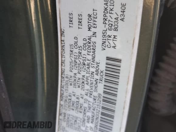 ✅ 2003 Toyota Tacoma PreRunner • VIN: 5TEGN92N33Z151299 • Lot: 87075315. Listed on Copart with 129,370 mi. Free auction sales archive from the USA and detailed vehicle history report at DreamBid. Image 12.