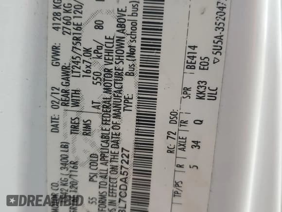 ✅ 2012 Ford Econoline Passenger XL • VIN: 1FBSS3BL7CDA57227 • Лот: 80272565. Опубликован ранее на Copart с пробегом 174 713 миль. Бесплатный доступ к архиву аукционных продаж из США и подробный отчёт об истории автомобиля на DreamBid. Изображение 13.