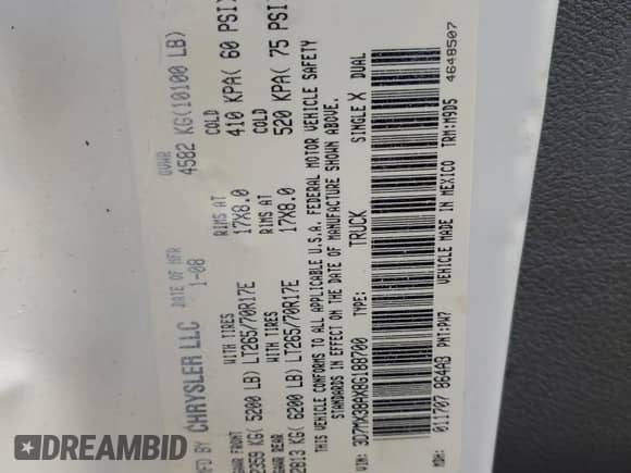 2008 Dodge 3500 Laramie z VIN 3D7MX38AX8G188700, wystawiony jako Copart lot #84154984 z przebiegiem 224 985 mil mil oraz Szkoda całkowita • Salvage title. Historia ofert i sprzedaży dostępna na DreamBid. Obrazek 13.