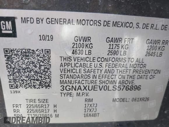 ✅ 2020 Chevrolet Equinox LT • VIN: 3GNAXUEV0LS576896 • Лот: 43407364. Опубликован ранее на IAAI с пробегом 87 581 миль. Бесплатный доступ к архиву аукционных продаж из США и подробный отчёт об истории автомобиля на DreamBid. Изображение 9.