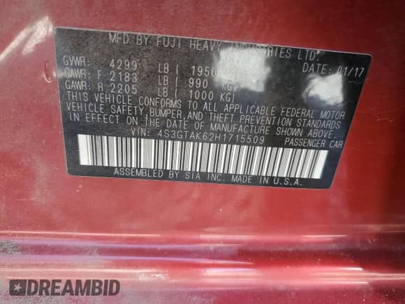 2017 Subaru Impreza Special Sports with VIN 4S3GTAK62H1715509, listed as a Copart auction lot 80649935 with 146,225 mi miles and Salvage title. Bid and sale history available at DreamBid. Image 13.