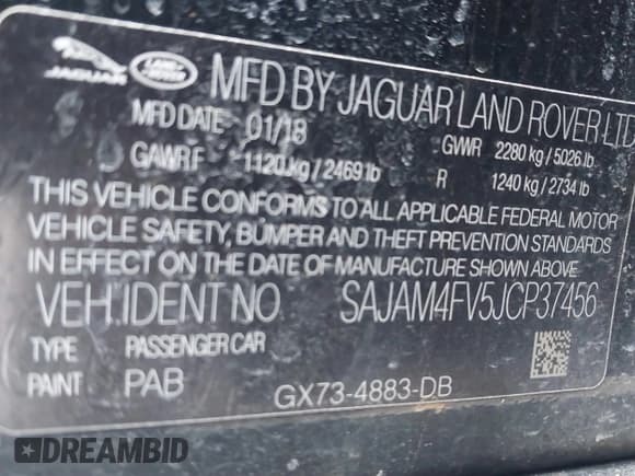 ✅ 2018 Jaguar XE S • VIN: SAJAM4FV5JCP37456 • Lot: 41519411. Listed on IAAI with 33,698 mi. Free auction sales archive from the USA and detailed vehicle history report at DreamBid. Image 9.