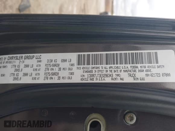 ✅ 2014 Ram 1500 Laramie • VIN: 1C6RR7JT3ES296343 • Лот: 43497339. Опубликован ранее на IAAI с пробегом 73 881 миль. Бесплатный доступ к архиву аукционных продаж из США и подробный отчёт об истории автомобиля на DreamBid. Изображение 9.