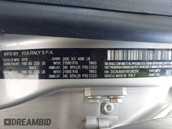 ✅ 2019 Jeep Renegade Upland • VIN: ZACNJBAB1KPJ85376 • Lot: 41654314. Wystawiony na IAAI z przebiegiem 65 564 mil. Bezpłatny archiwum sprzedaży aukcyjnych z USA i szczegółowy raport historii pojazdu na DreamBid. Zdjęcie 9.