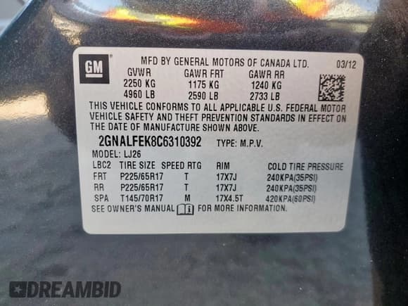 ✅ 2012 Chevrolet Equinox LTZ • VIN: 2GNALFEK8C6310392 • Лот: 90651405. Опубликован ранее на Copart с пробегом 163 101 миль. Бесплатный доступ к архиву аукционных продаж из США и подробный отчёт об истории автомобиля на DreamBid. Изображение 13.