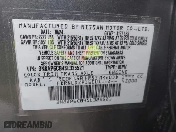 ✅ 2025 Nissan Kicks SV • VIN: 3N8AP6CB4SL325521 • Лот: 43019487. Опубликован ранее на IAAI с пробегом 327 миль. Бесплатный доступ к архиву аукционных продаж из США и подробный отчёт об истории автомобиля на DreamBid. Изображение 9.